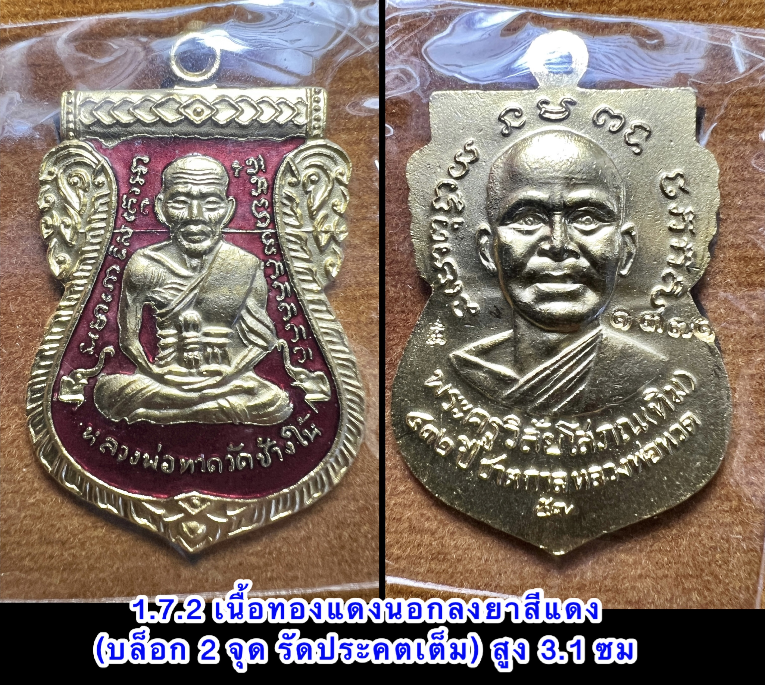 เหรียญเสมาหน้าเลื่อน หลวงพ่อทวด 432 (ทองแดงนอกลงยาสีแดง) Luang Pu Thuat Sema coin 432 Years (Brass-Red Longya) SKU-01963