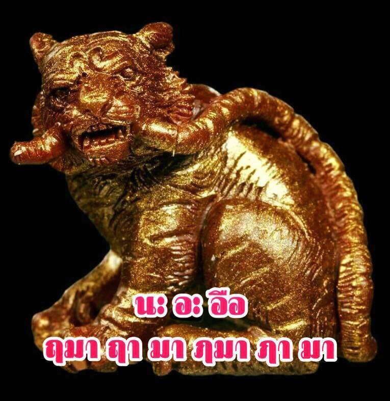 พญาเสือเฒ่า พยัคฆ์คาบหาง พระอาจารย์ประสูติ ปิยธมโม วัดในเตา จ.ตรัง รุ่นเสาร์ 5 ปี 60 เนื้อชนวน