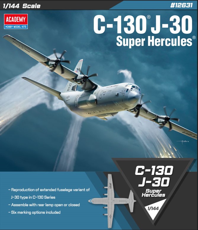 โมเดลเครื่องบิน Academy Model 1/144 AC12631 LOCKHEED C-130J-30 SUPER HERCULES