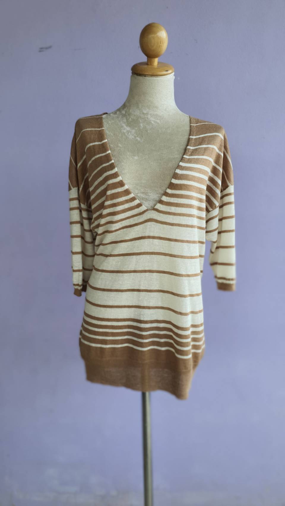 FF02724เสื้อนิตติ้ง สีน้ำตาลครีม แบรนด์ GSP ของใหม่ อก 38-40 นิ้ว