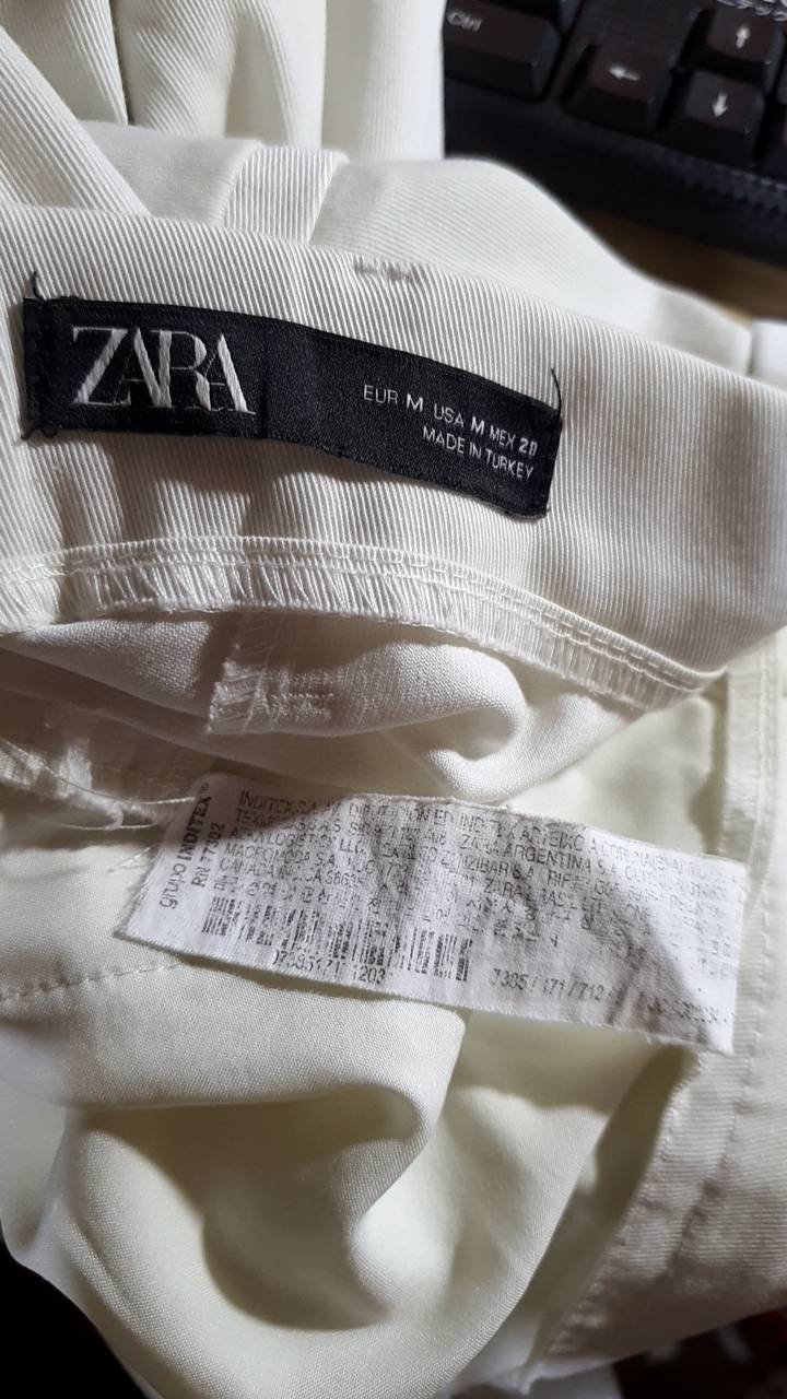 FF06591กางเกงผ้า สีขาว มือสอง zara เอว 30 นิ้ว