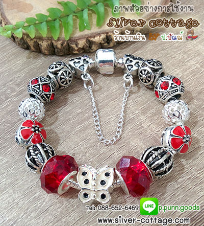 ลูกปัดฉลุลาย 11x9 มม. สีเงินโบราณ **กรุณาเลือกลายด้านใน**