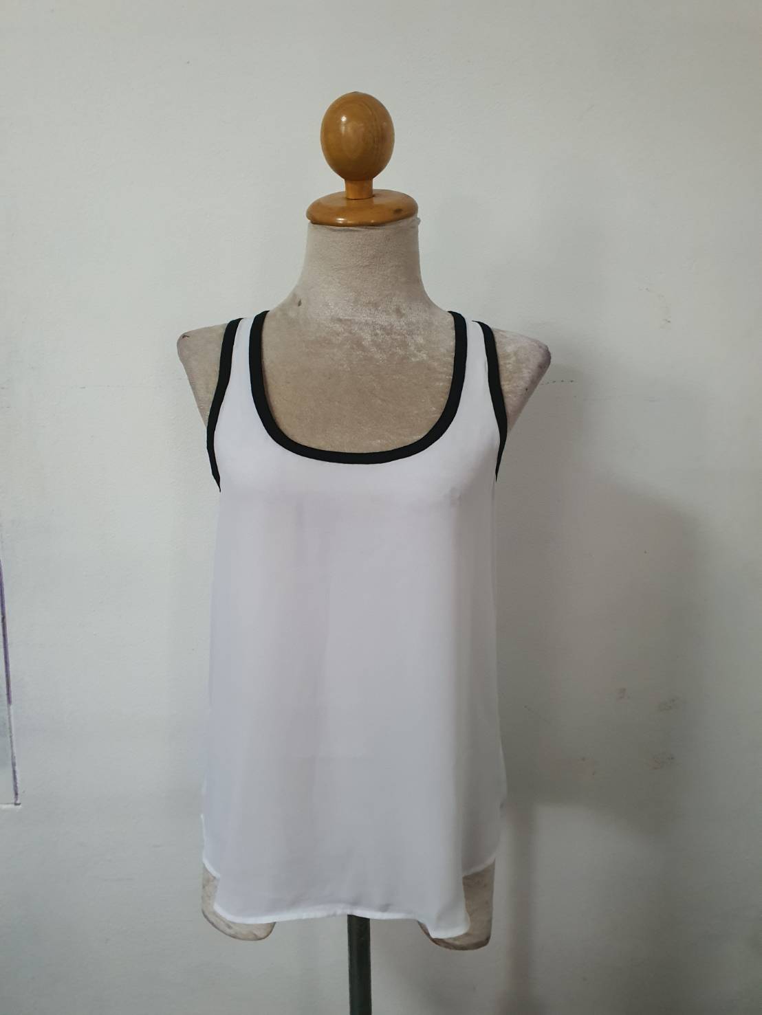 FF06391 เสื้อแฟชั่นชีฟอง สีขาว อก 33 นิ้ว