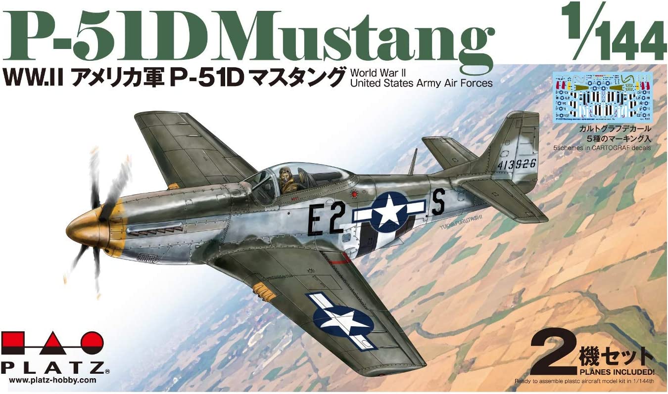 โมเดลเครื่องบิน Platz Hobby 1/144 PDR-1 WW.II USA P-51D Mustang (2 Set)