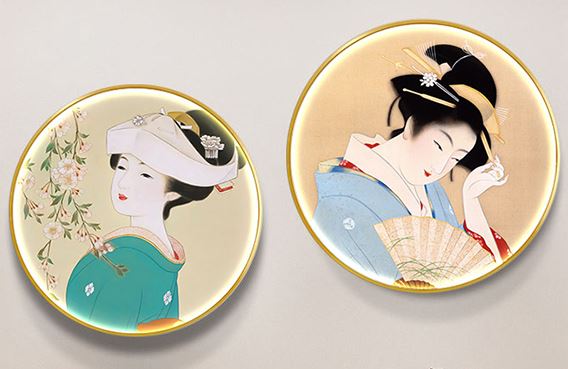 ภาพวาดรูปชุดกิโมโนญี่ปุ่น สำหรับตกแต่งผนังพร้อมหลอดไฟ LED 日本の装飾画 led Decorative Painting Kimono with LED Light สำหรับตกแต่งห้องเรียน ห้องสมุด ร้านอาหารต่างๆ