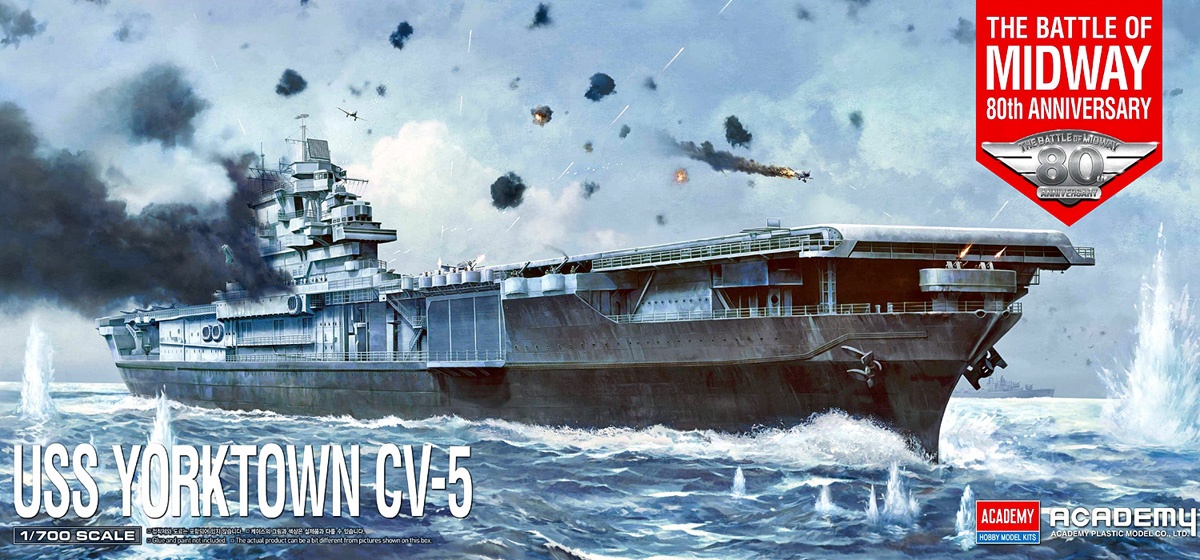 โมเดลเรือบรรทุกเครื่องบิน Academy ขนาด 1/700 AC14229 USS YORKTOWN CV-5 "BATTLE OF MIDWAY"