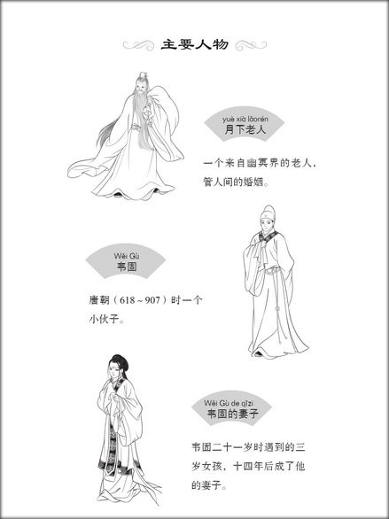 หนังสืออ่านนอกเวลา นิทานพื้นบ้านจีนเรื่อง ชายชราใต้แสงจันทร์ (เทพเยว่เหล่า หรือ ผู้เฒ่าใต้แสงจันทร์) 学汉语分级读物(第1级):月下老人 Folktales Chinese Graded Readers (Level 1): The Old Man Under the Moon