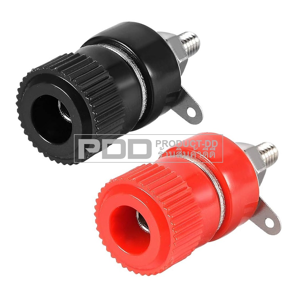 (แพค 1 คู่) บานาน่าแจ๊ค 4 mm ตัวเมีย แบบเดี่ยวขนาด 1.5x3.5 cm สีดำ-แดง สำหรับยึดแท่น