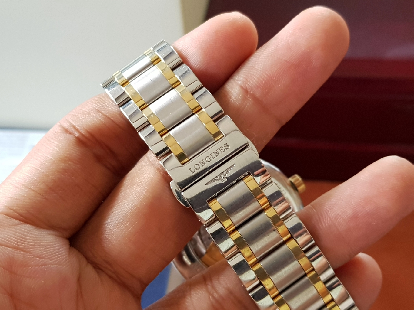 Longines Master Collection Date Automatic Stainless หุ้มทองคำ18k เพชรแท้12เม็ด 0.055กะรัต หน้าขาวลายผ้า