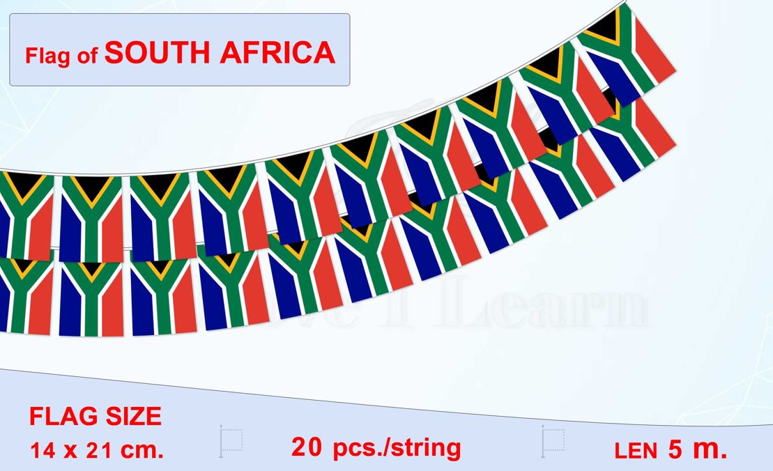 ธงชาติประเทศสาธารณรัฐแอฟริกาใต้ (ธงราวสาธารณรัฐแอฟริกาใต้) Republic of South Africa Small Flag Decoration ธงชาติประเทศสาธารณรัฐแอฟริกาใต้ สำหรับประดับตกแต่งในงาน ตกแต่งสถานที่ ราคาถูก