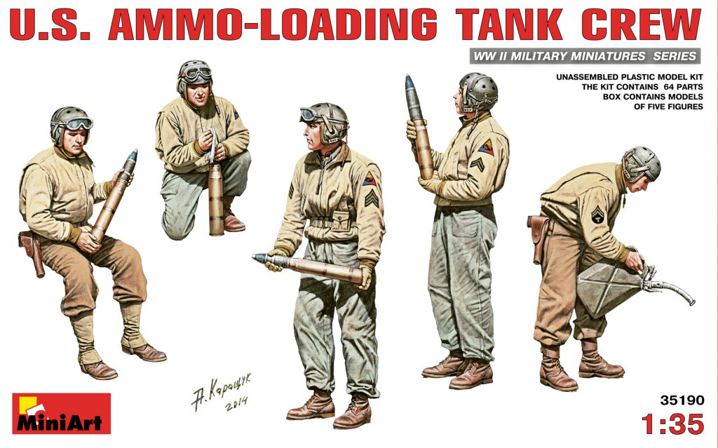 โมเดลฟิกเกอร์ทหาร MiniArt ขนาด 1/35 MI35190 U.S. Ammo-Loading Tank Crew