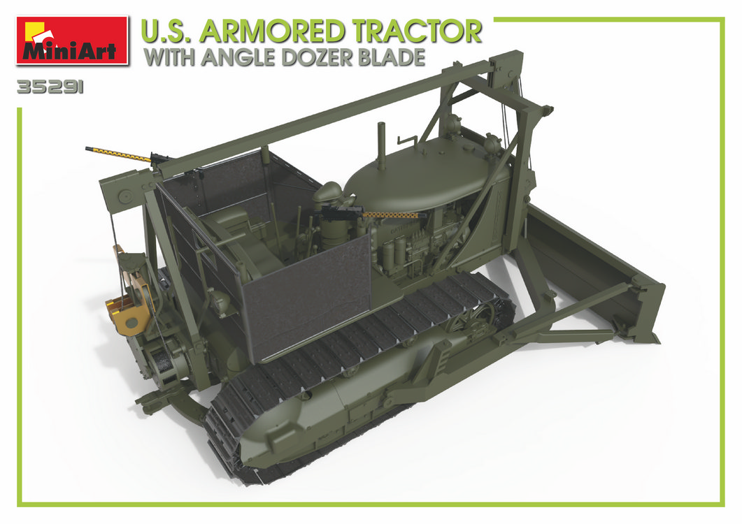 โมเดลรถแทรกเตอร์ทหาร MiniArt ขนาด 1/35 MI35291 U.S. Armored Tractor With Angle Dozer Blade