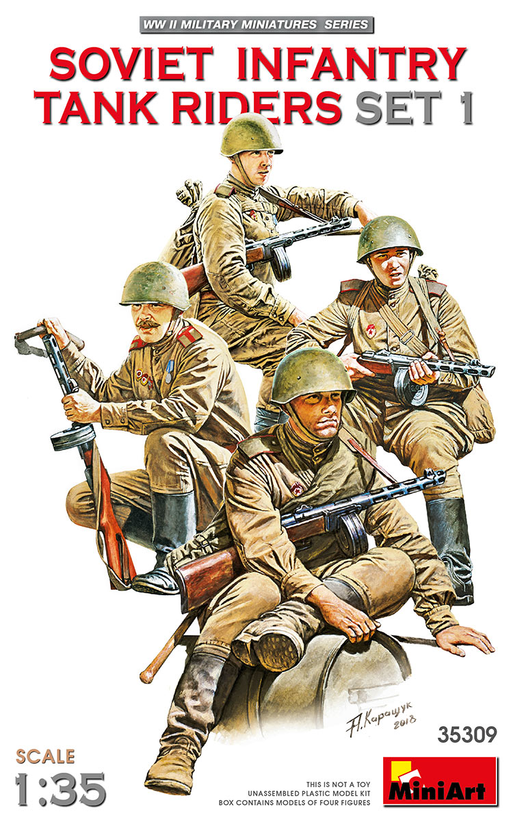 โมเดลฟิกเกอร์ทหาร MiniArt ขนาด 1/35 MI35309 Soviet Infantry Tank Riders Set 1