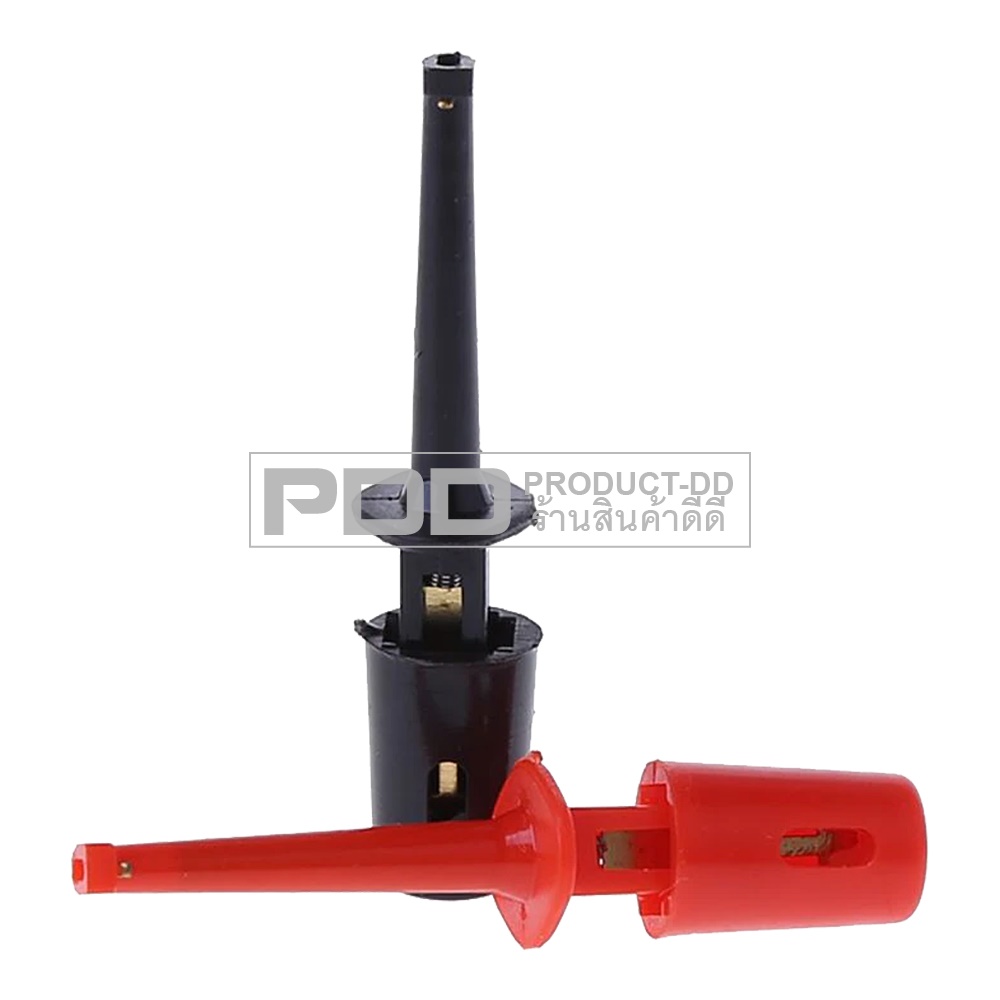 (แพค 1 คู่) หัววัดตะขอเกี่ยว Clip Test ขนาด 4.2 ซม. สีดำ-แดง แบบสปริงกด ใช้ทดสอบวงจรอิเล็กทรอนิกส์