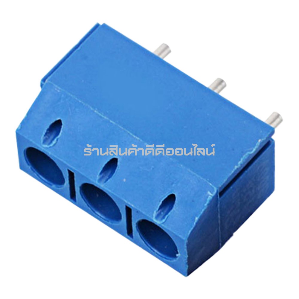 (แพค 4 ชิ้น) ขั้วต่อเทอร์มินอลบล็อกสีฟ้า 3 ขา 301-3P แบบบัดกรีบนแผง PCB ระยะขาห่าง 5 มม.
