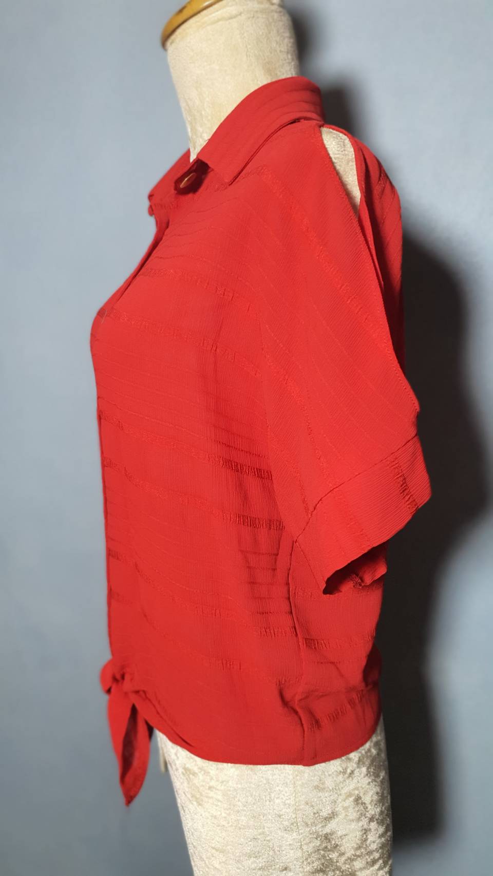 FF02516 เสิื้อแฟชั่น ชีฟอง สีแดง อก 35 นิ้ว