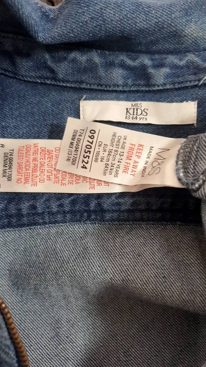 FF06317 เดรสยีนส์มือสอง แบรนด์ห้าง M&S อก 32 นิ้ว