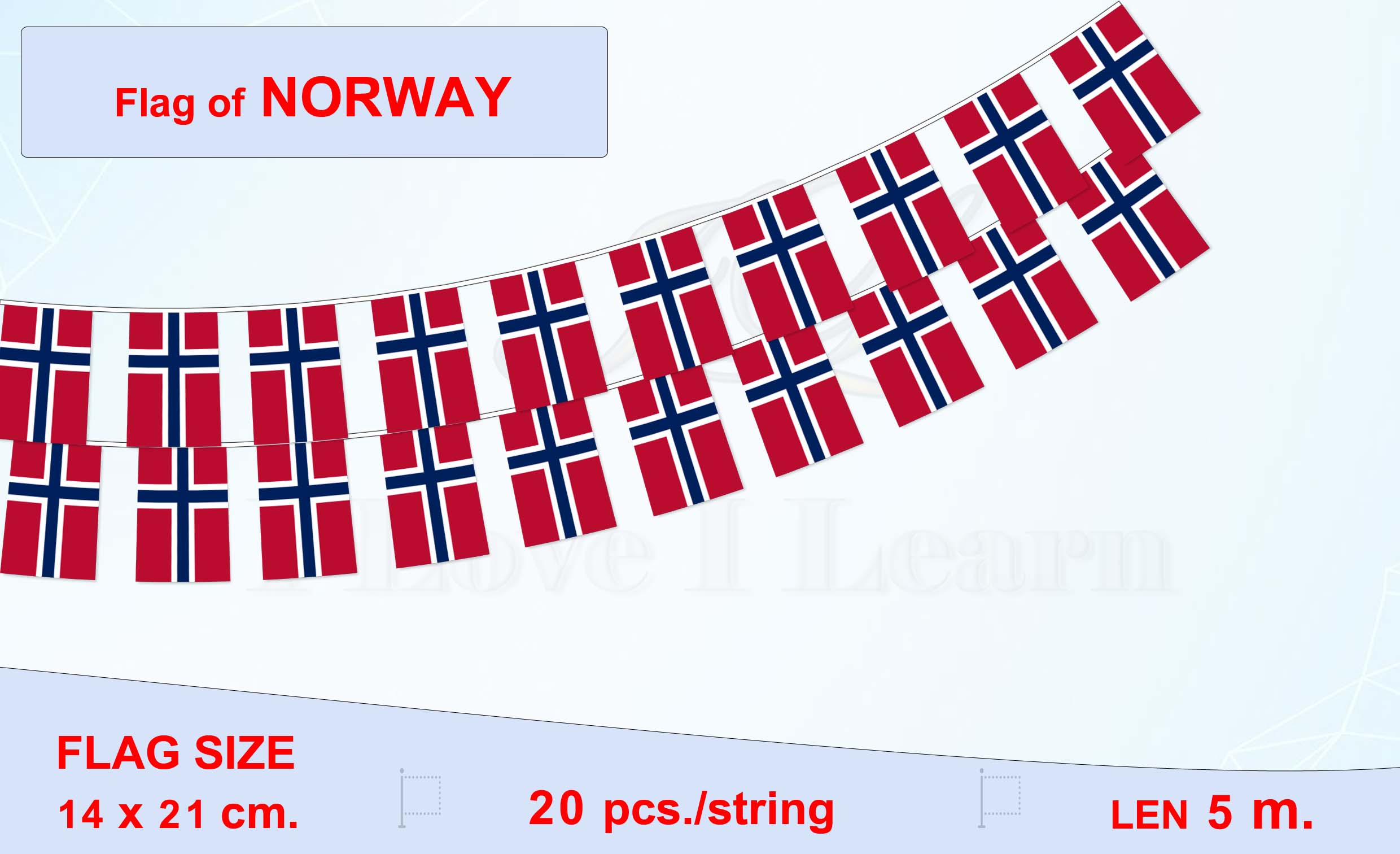 ธงชาตินอร์เวย์ (ธงราวนอร์เวย์) Norwegian Flag String Flag Hanging Flag Small Flag Decoration ธงชาติประเทศนอร์เวย์ ธงราวนอร์เวย์ สำหรับประดับตกแต่งในงาน ตกแต่งสถานที่ ราคาถูก