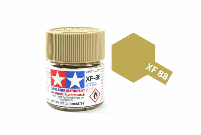 สีทาโมเดลสูตรน้ำอะคริลิกทามิย่า Tamiya Acrylic XF-88 Dark Yellow 2