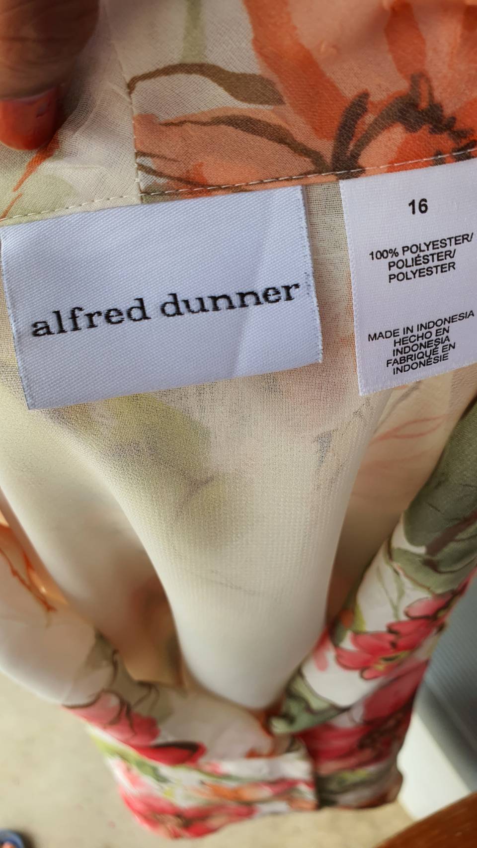FF03071 เสื้อเชิ้ตแฟชั่น ลายดอก แบรนด์ มือสอง alfred dunner อก free-47 นิ้ว