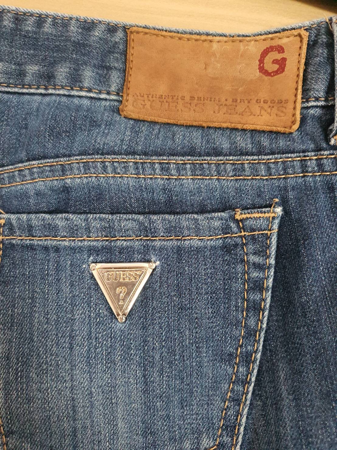 FF06552 กางเกงยีนส์ ฟอกนิ่ม มือสอง guess jeans 1981 เอว 32 นิ้ว
