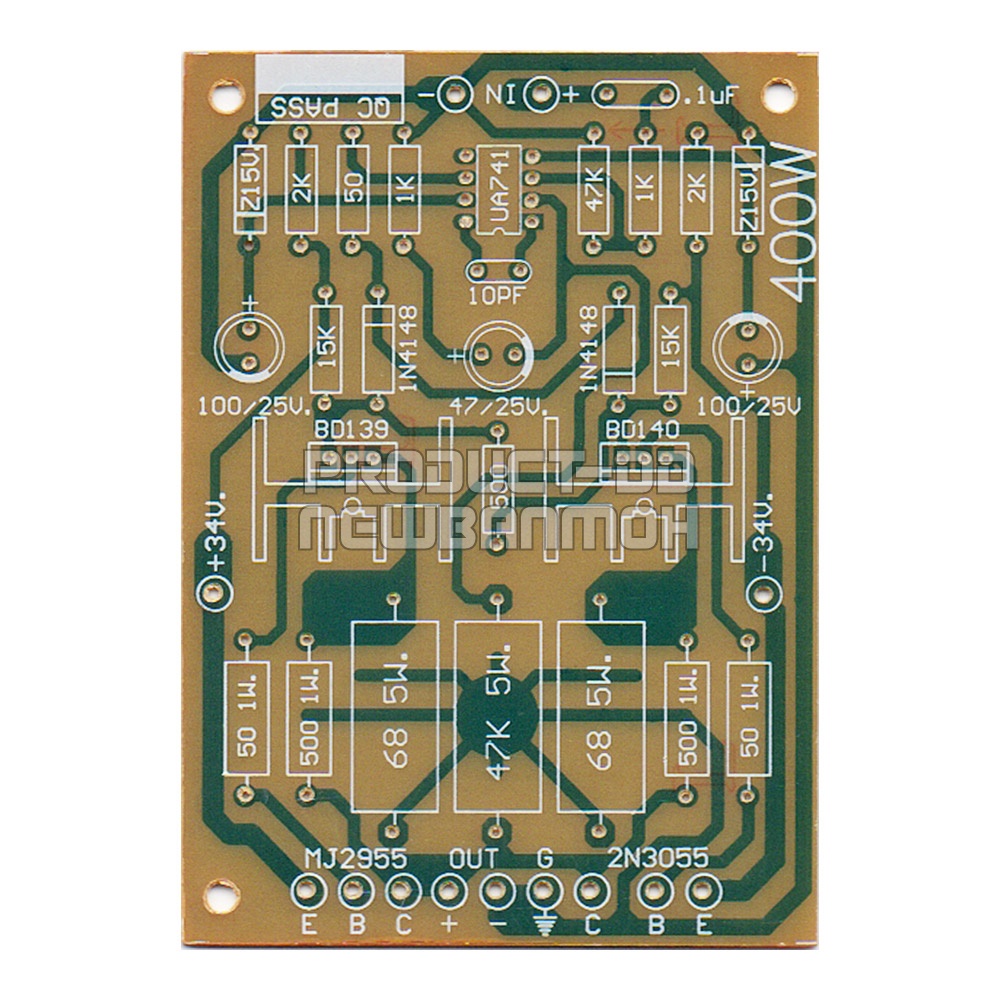 แผ่นปริ้นท์เปล่า DIY วงจรแอมป์ขยายเสียง 400W ขนาด 7.5x10.5 ซม.