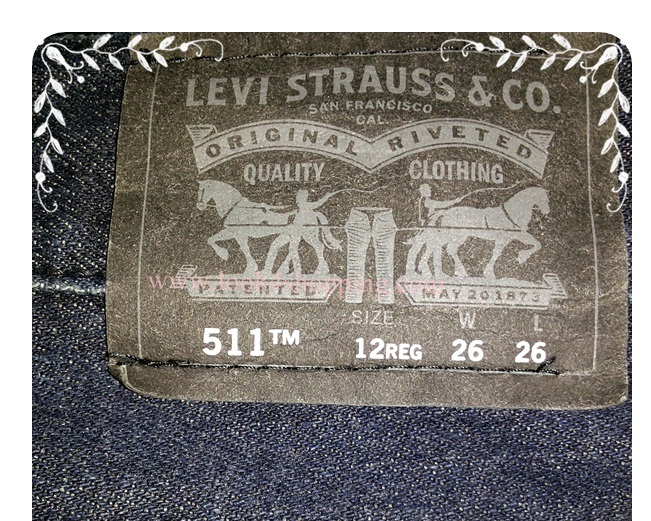 FF06007 กางเกงยีนส์ แบรนด์เนมมือสอง Levi 511 skinny เอว 27 นิ้ว