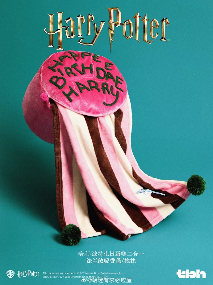 [Pre-Order] TBH x Harry Potter Birthday Cake Blanket Pillow