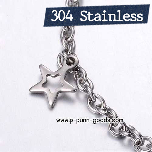 สร้อยข้อมือ Stainless Steel Cross Chain 3มม. จี้รูปดาว