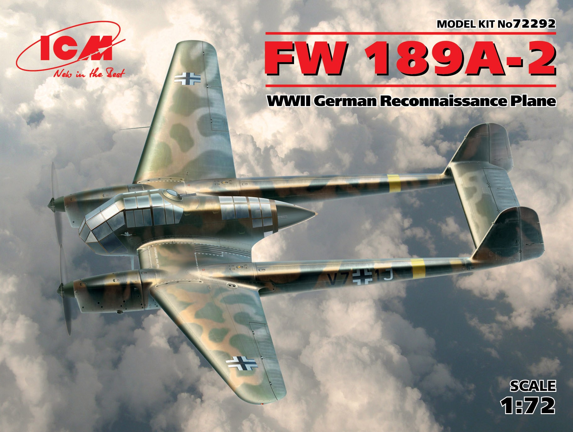 โมเดลเครื่องบิน ICM ขนาด 1/72 ICM72292 FW 189A-2 WWII German Reconnaissance Plane