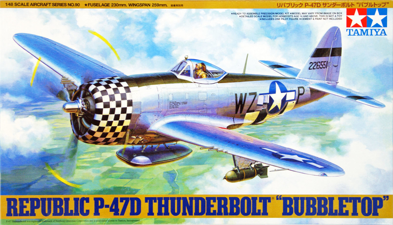 โมเดลเครื่องบิน Tamiya ขนาด 1/48 TA61090 Republic P-47D Thunderbolt & Bubbletop