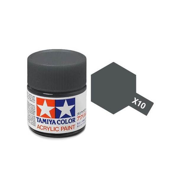 สีทาโมเดลสูตรน้ำอะคริลิกทามิย่า Tamiya Acrylic Color X-10 Gun Metal (10 ml)