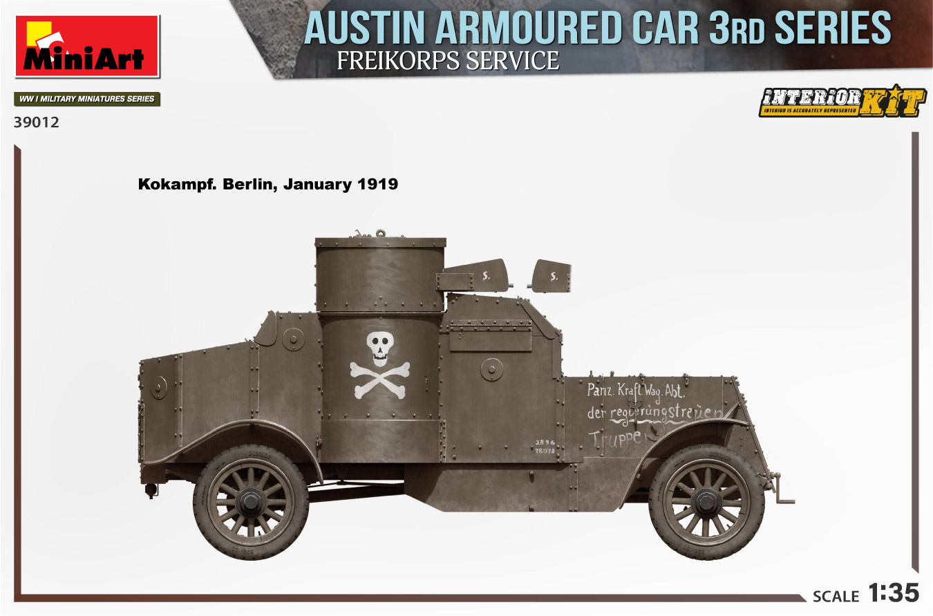โมเดลรถหุ้มเกราะ MiniArt ขนาด 1/35 MI39012 AUSTIN ARMOURED CAR 3rd SERIES FREIKORPS SERVICE INTERIOR KIT