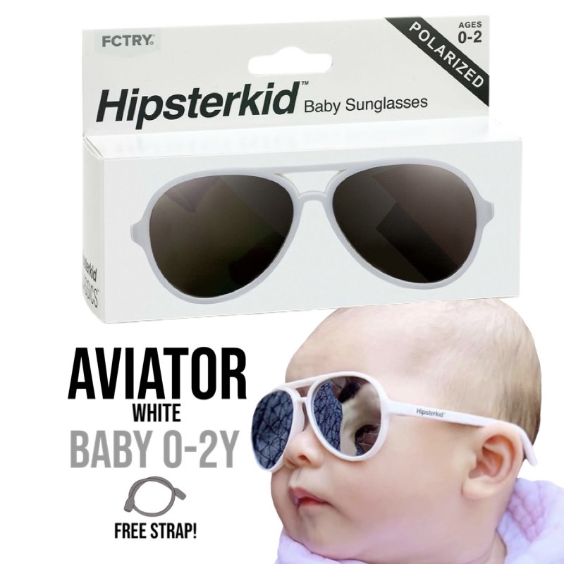 Aviator White Sunglasses Age 0-2 Hipsterkid แว่นกันแดดสีขาว(Logo-Hipsterkid)