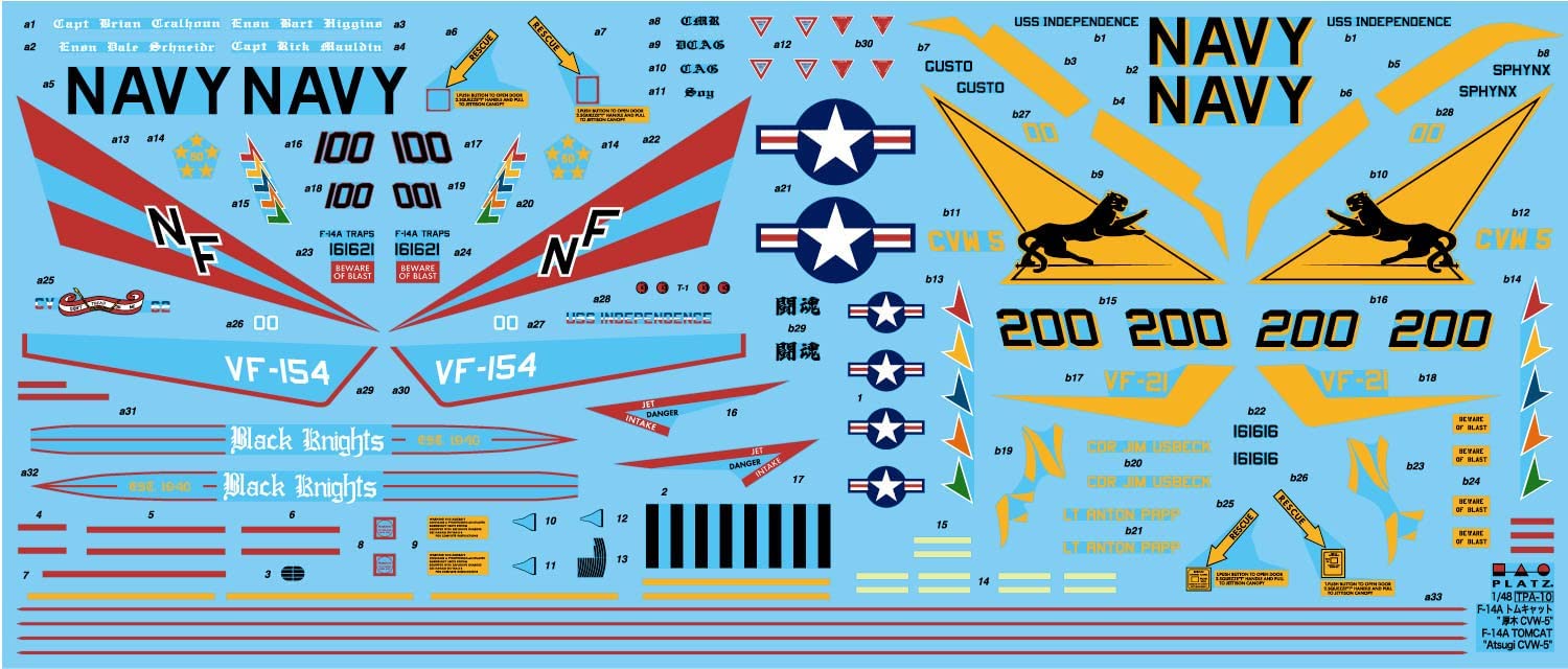 โมเดลเครื่องบิน Platz Hobby 1/48 TPA-10 US Navy F-14A Tomcat `Atsugi CVW-5`