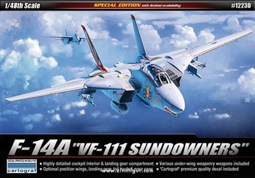 โมเดลเครื่องบินจำลอง Academy ขนาด1/48 AC12230 F-14A VF-111 SUNDOWNERS