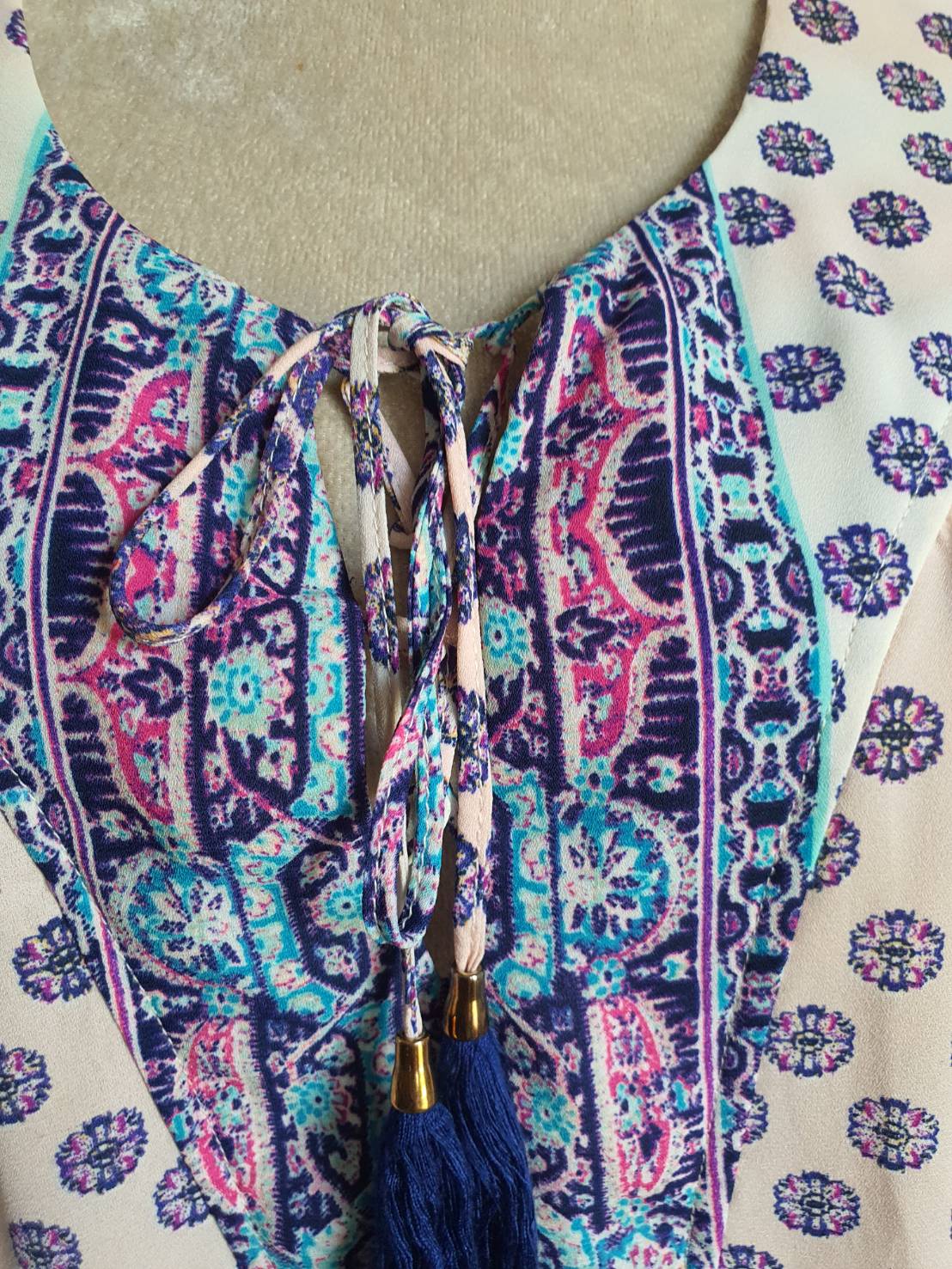 FF05321 เสื้อผ้ามือสอง ลวดลายสวย ชีฟอง แบรนด์ ROSE OLIVE อก free-40 นิ้ว