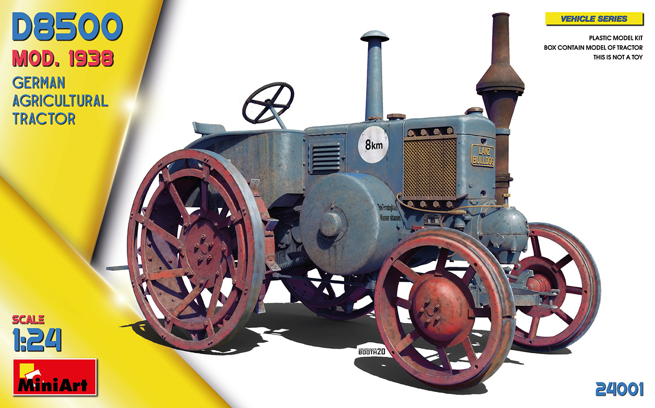 โมเดลรถแทรกเตอร์การเกษตรเยอรมัน MiniArt ขนาด 1/24 MI24001 GERMAN AGRICULTURAL TRACTOR D8500 MOD. 1938