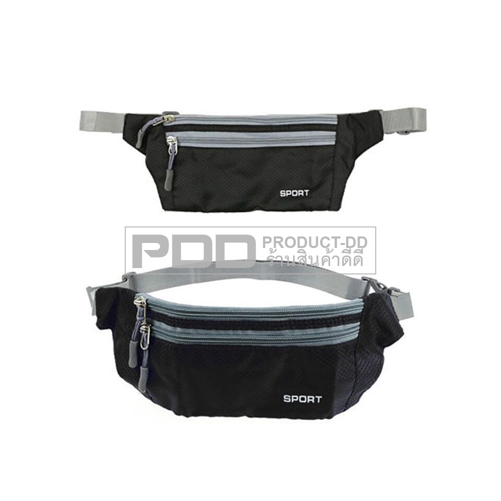 กระเป๋าคาดเอว คาดอก สะพายข้าง SPORT สีดำ ขนาด 32x11 ซม. ไนล่อน กันน้ำ Running Bag