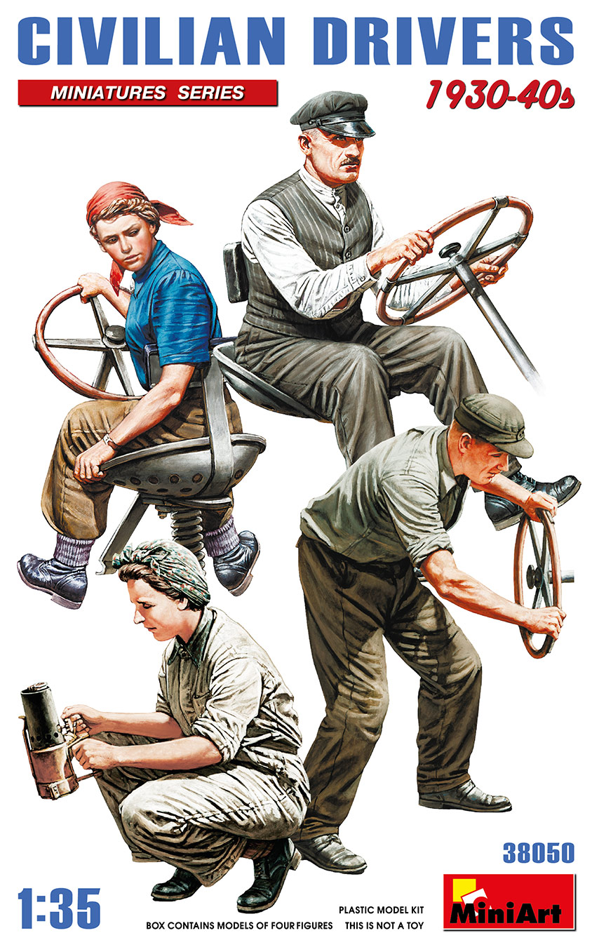 โมเดลฟิกเกอร์พลขับยุค 1930-1940 MiniArt ขนาด 1/35 MI38050 CIVILIAN DRIVERS 1930-40s