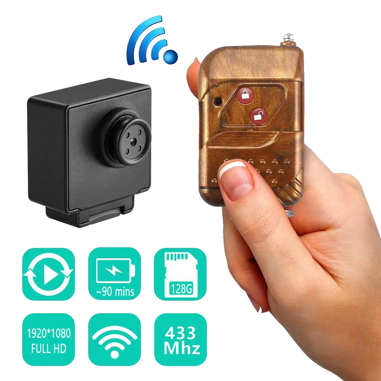 กล้องกระดุมพร้อมรีโมต อัดต่อเนื่อง 90 นาที รุ่น SPCAM007