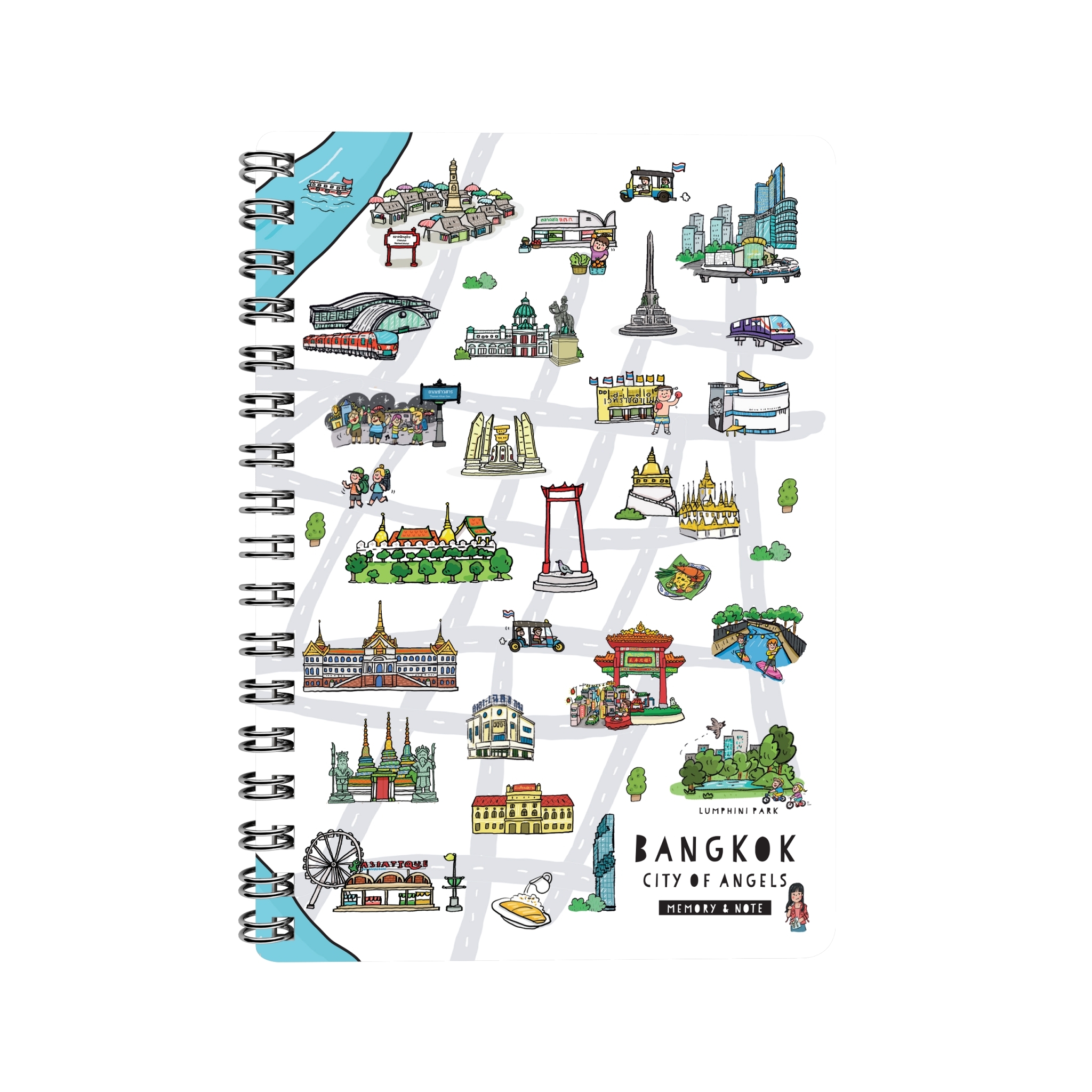 สมุดโน้ต A5 สันห่วง Bangkok City of Angels Street Map (White)