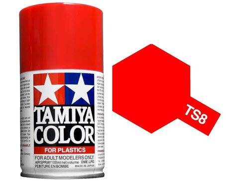 สีพ่นโมเดลรถ สีพ่นโครงรถ สีสเปรย์ทามิย่า Tamiya Spray Color TS-8 Italian Red (100 ml)
