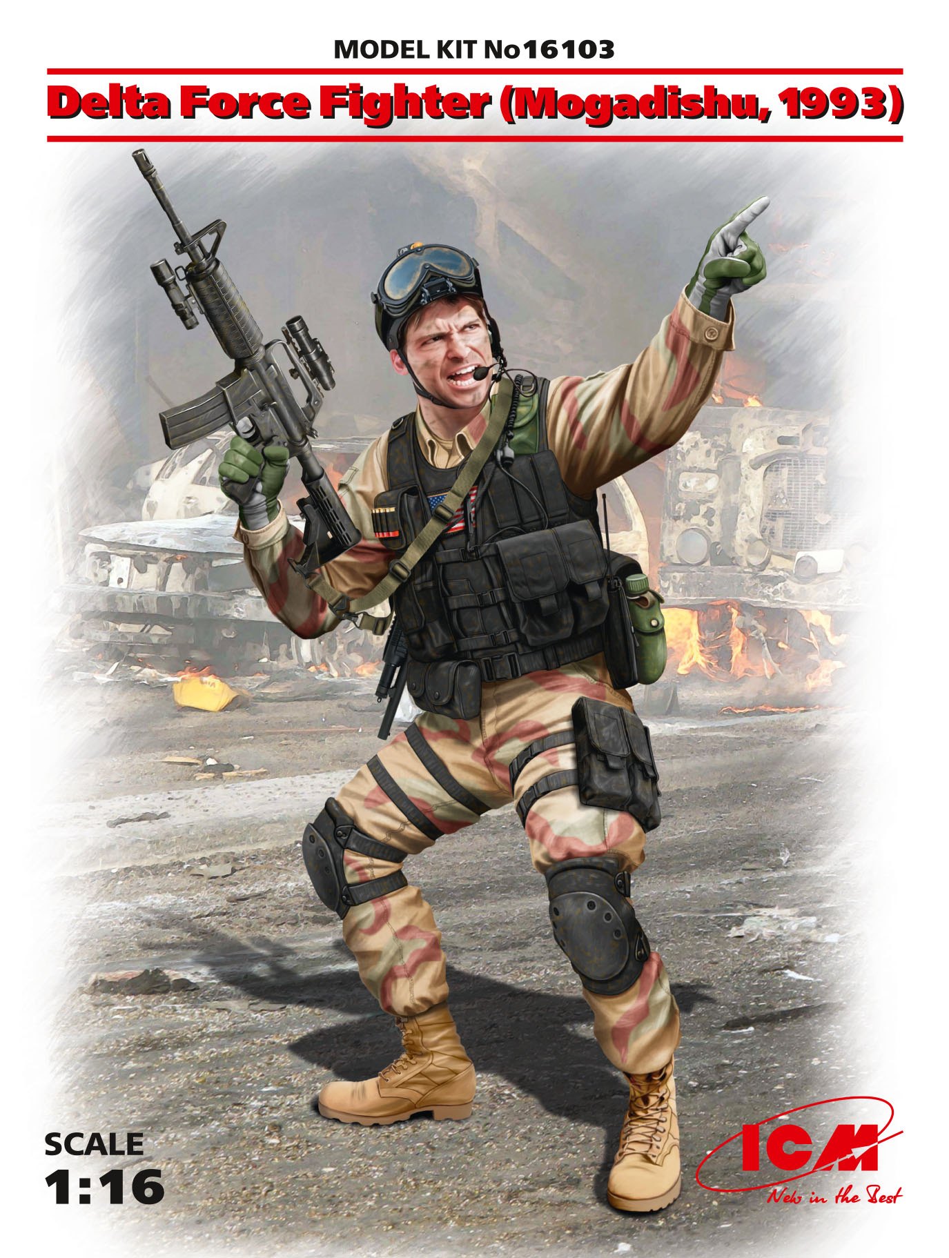 โมเดลฟิกเกอร์ ICM ขนาด 1/16 ICM16103 Delta Force Fighter (Mogadishu, 1993) (100% new molds)