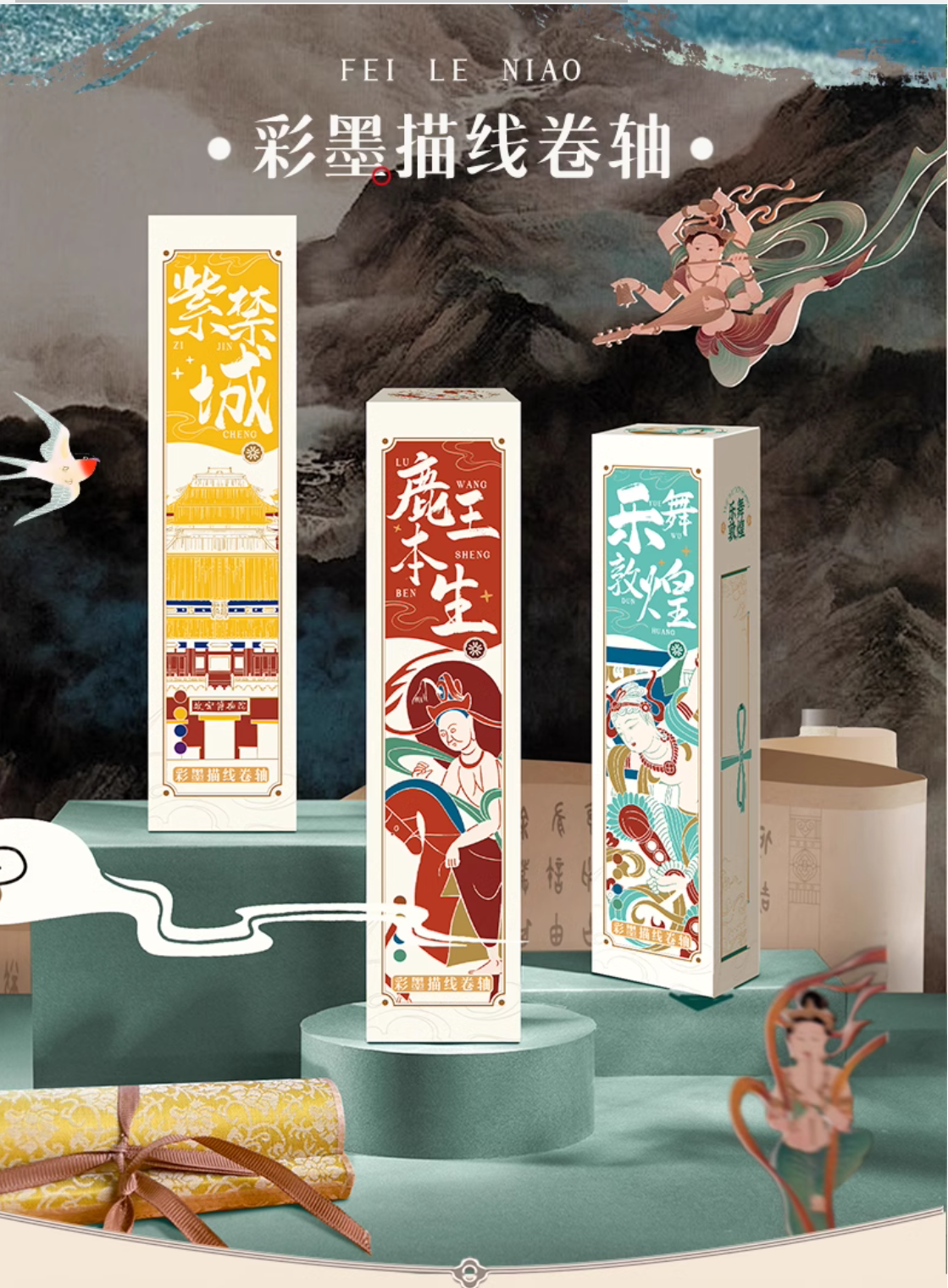 (ดูสถานะสินค้าที่ตัวเลือกนะคะ) ม้วนกระดาษพิมพ์ลายเส้นภาพวาดสำหรับฝึกลงสี