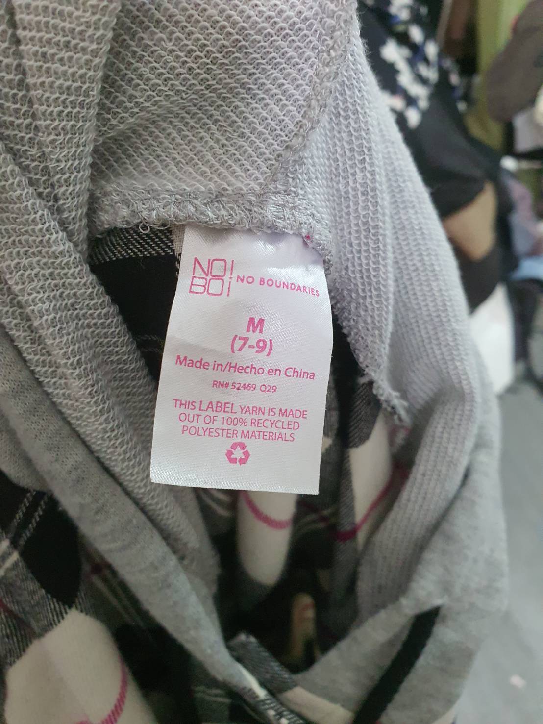 FF06478 เสื้อคลุมมีฮู้ด ลายสก็อต NO BOUNDARIES อก 37 นิ้ว