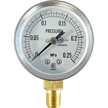 NKS : Pressure Gauge : Nagano : Port 1/4 PF : 60 x 0.25 MPa เกลียวออกล่าง GS50-171-0.25MP