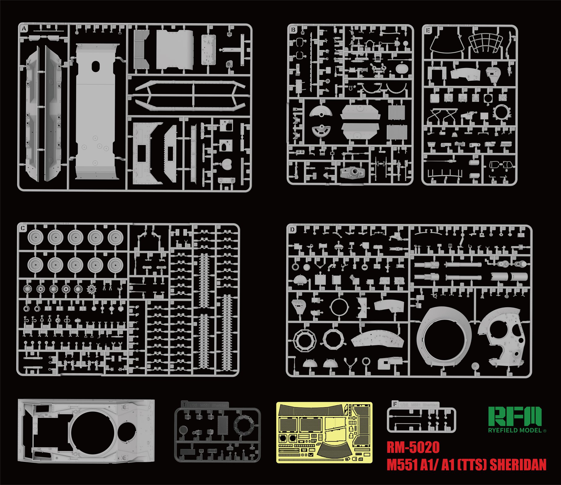 โมเดลรถถัง Ryefield Model (RFM) 1/35 RM-5020 M551A1/ A1TTS Sheridan