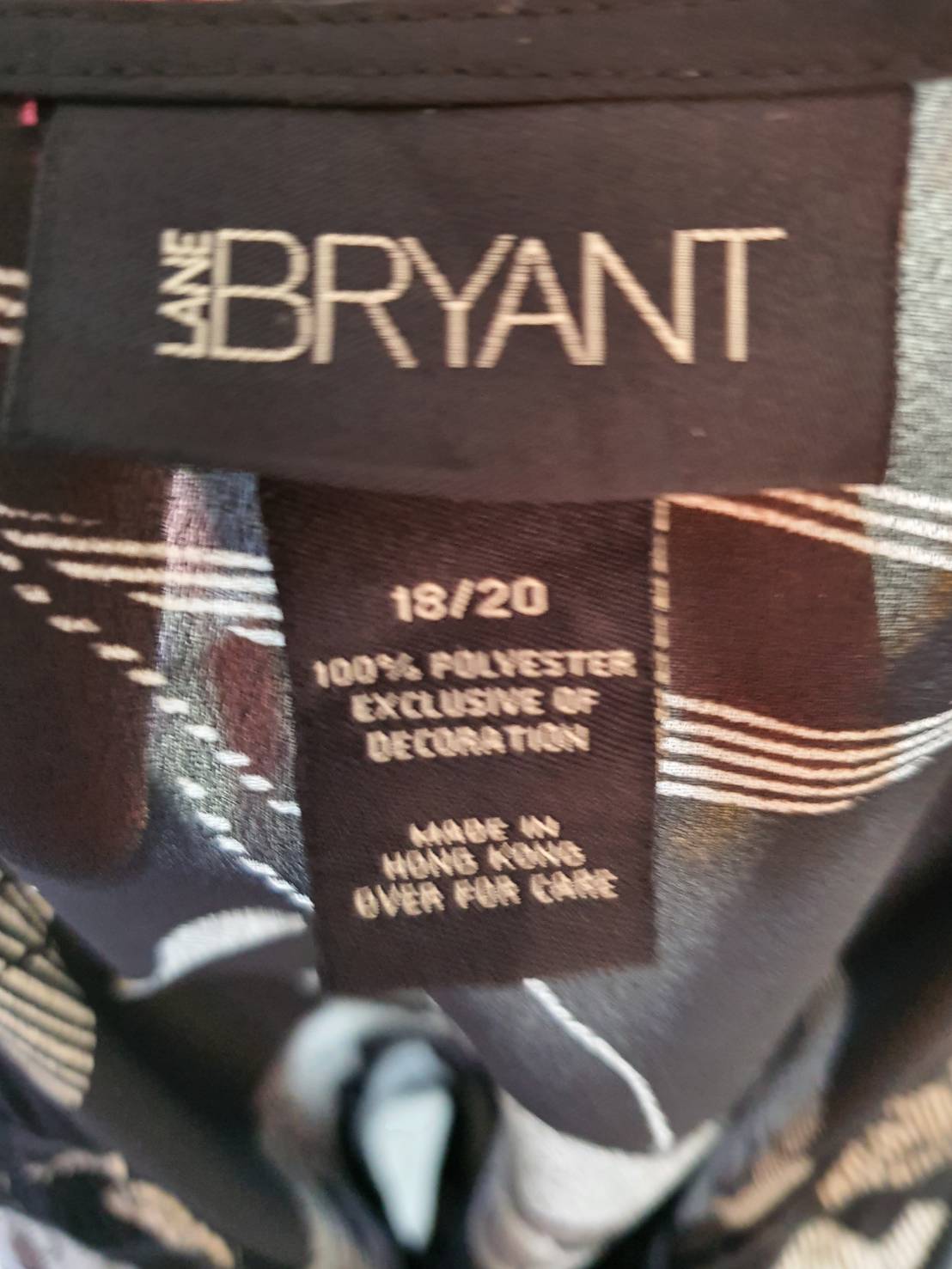หมดคะ FF05163 เสื้อผ้ามือสอง ชีฟอง สีดำลาย แบรนด์ Lane bryant อก 44 นิ้ว