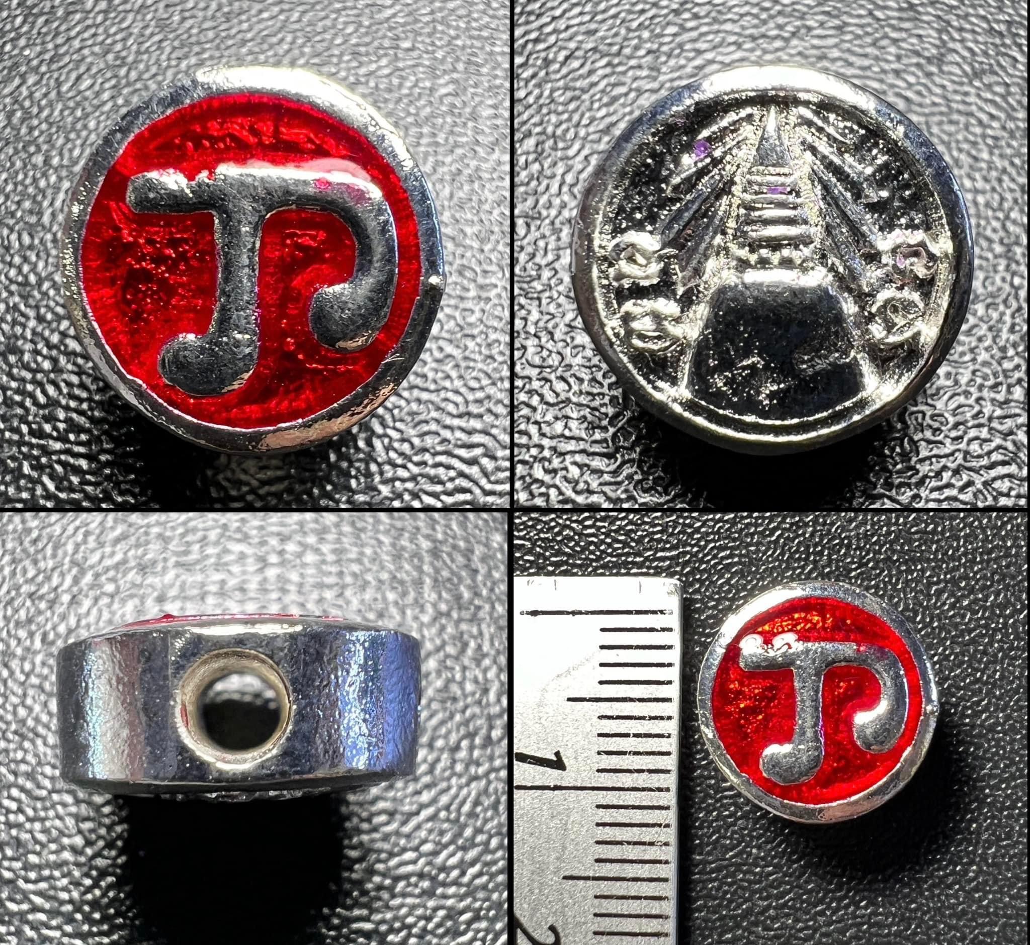 หัวนะโม (ขนาดใหญ่ สีเงิน-ลงยาสีแดง) Na Mo head (Big size, Silver color-Red Longya) SKU-02130